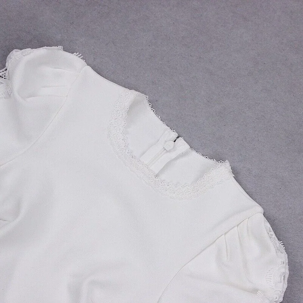 Women's Suit Matching Set 2 Pieces White Top + Flare Pants M - Picture 4 of 12